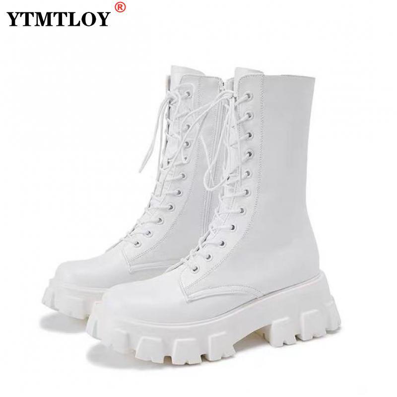 

Boots Winter Women Square Heel PU Leather Shoes Round Toe Fashion Ankle Lace Up Height Increasing Platform Sexy High Heels, Black