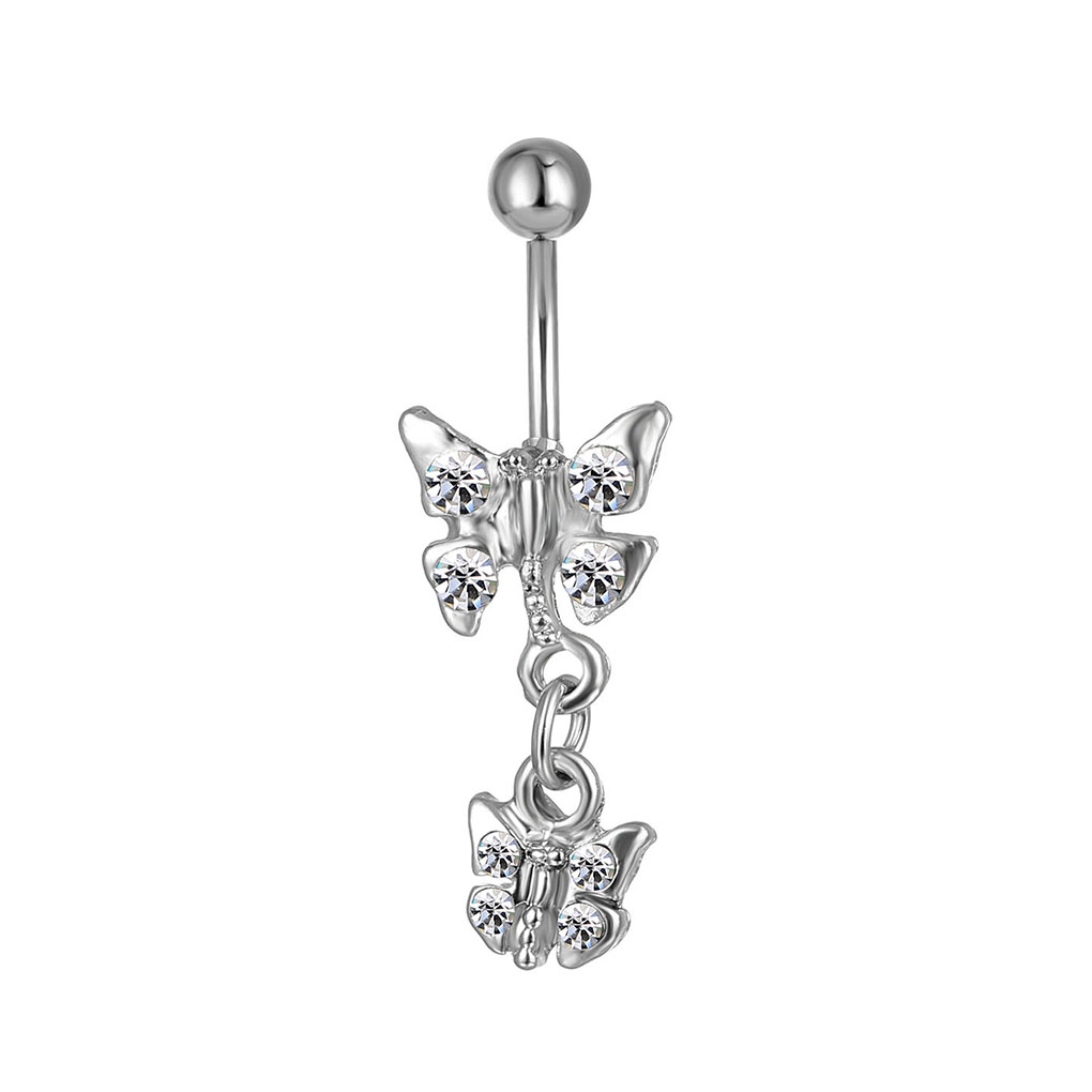 

D0334 Butterfly Style Belly Navel Button Ring Clear Color