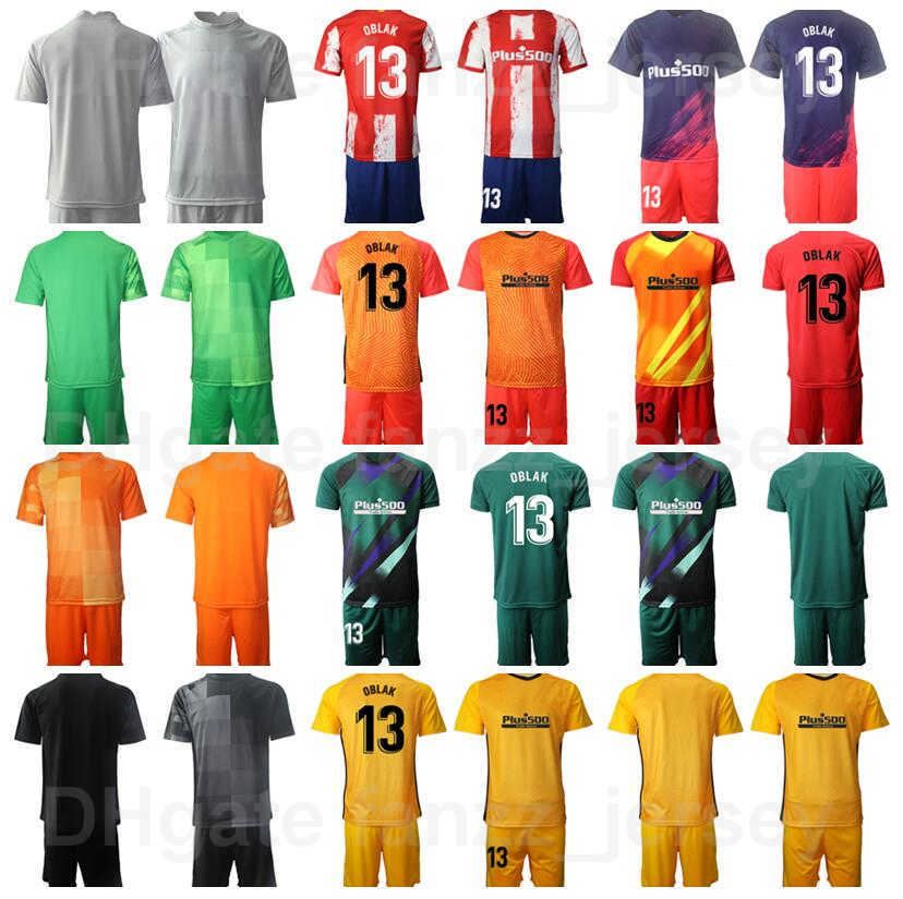 

Men Goalkeeper GK Atletico Madrid Soccer David de Gea Jersey Set Ivo Grbic 1 Antonio Adan 13 Jan Oblak Thibaut Courtois Goalie Team Color Sports Football Shirt Kits, Red