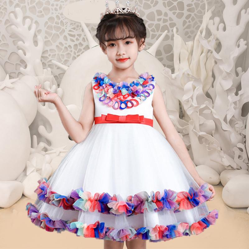 

Girl's Dresses Summer Colorful Flower Dress Kids Wedding Lace For Children Costume Pageant Party Girls Princess Infant Vestidos, Red;yellow