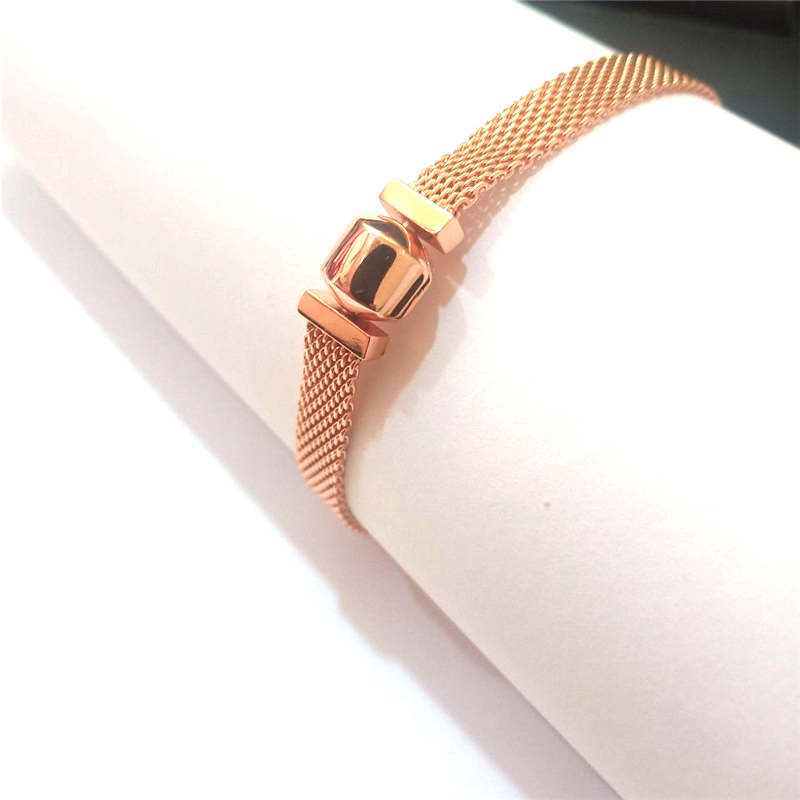 

S925 Silver 18k Rose gold Bracelet Prom Wedding Fit Pandora Clasp Charm Bangle for Women Jewelry Christmas Gift