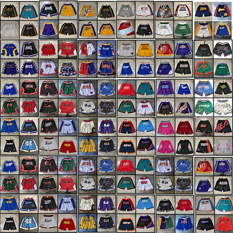 

Just Don Basketball Shorts Zipper Sweatpants Hip Pop Sport Short Pant With Pocket Mitchell and Ness Retro Stitched Baseball 2021 2022 Blue White Black