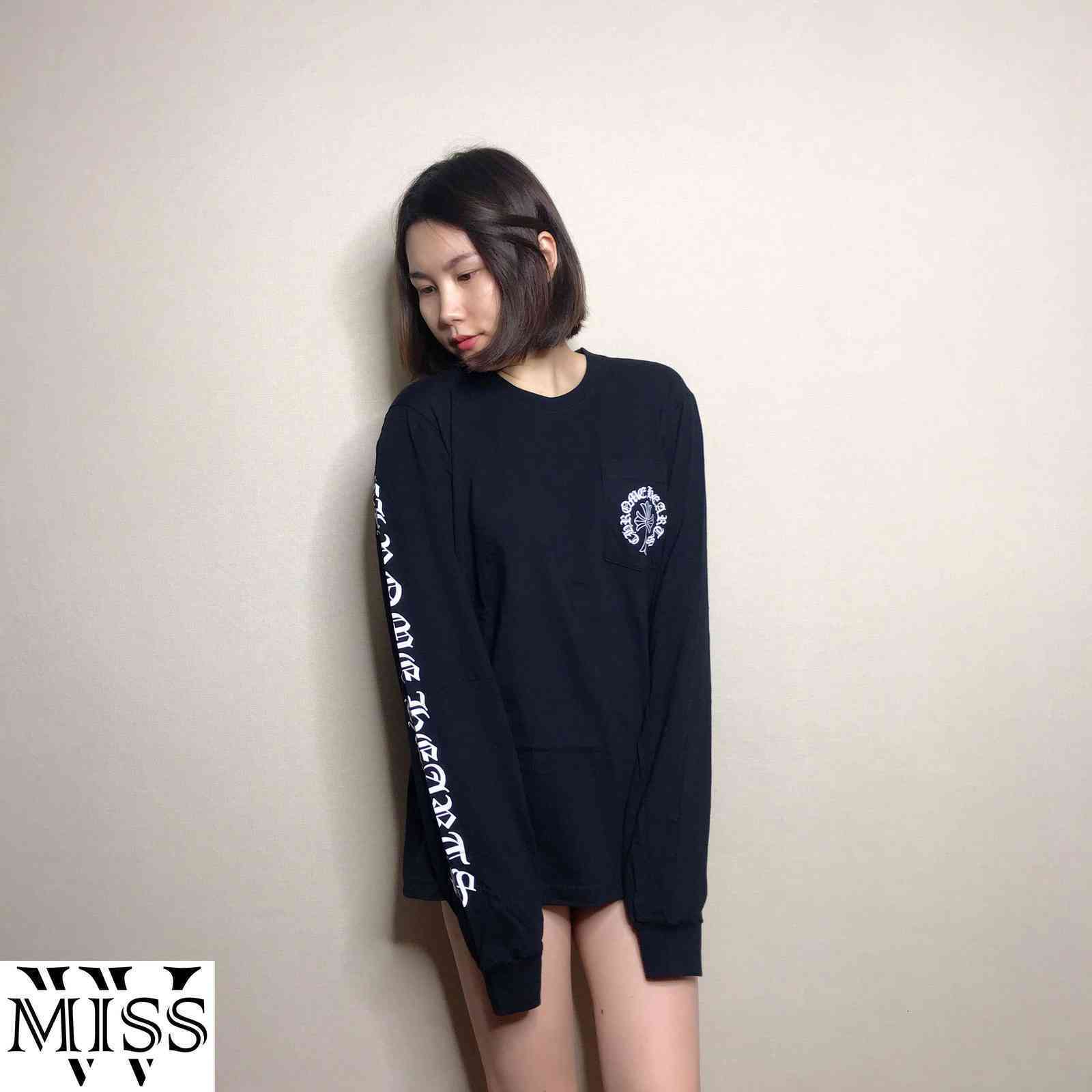 

Chromehearts crosin dark Sleeve horseshoe Long T-Shirt TeeT51R, Black