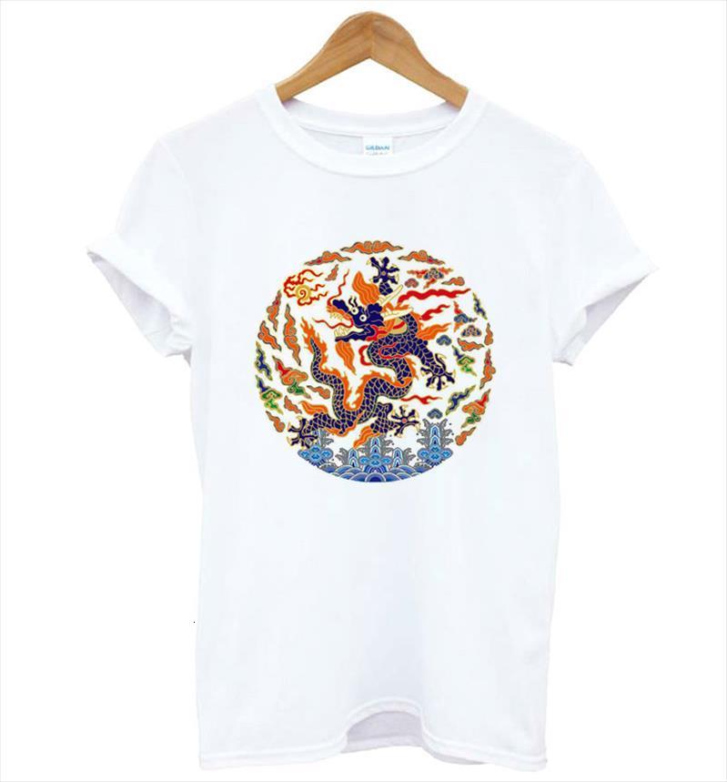 

dragon print and women cotton men t shirts casual funny lady yong girl tee better quality drop ship kt 9, White;black