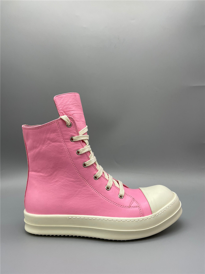 

2021ss Pink genuine leather cowhide rock High street Boots trainer hip hop lace UP TPU sole Boots