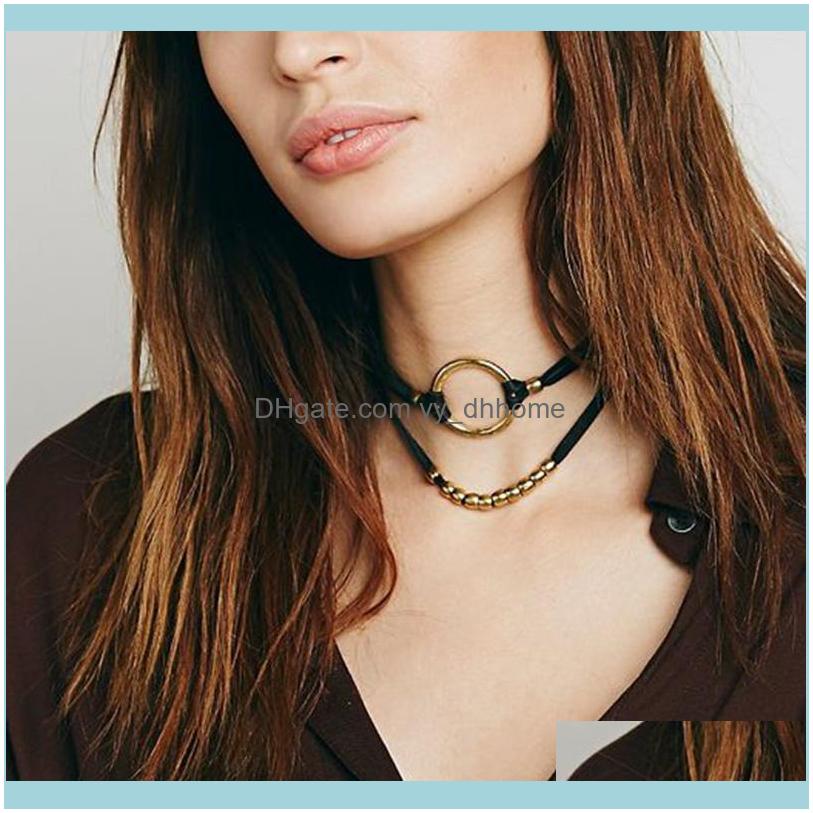 

Necklaces & Pendants Jewelrygold Sier Plated Big Circle Black Veet Choker Necklace Gothic Double Layer Chocker Jewelry #92593 Chokers Drop D