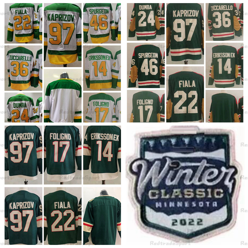 

2022 Winter Classic 97 Kirill Kaprizov Hockey Jerseys 2021 Reverse Retro Kevin Fiala Matt Dumba Mats Zuccarello 46 Jared Spurgeon (C) Marcus Foligno Joel Eriksson Ek, Winter classic 17