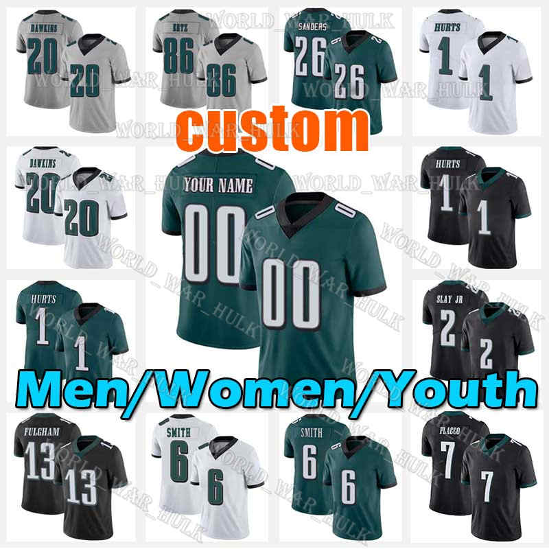 

1 Jalen Hurts Jersey 6 DeVonta Smith 7 Joe Flacco 2 Darius Slay Jr Football 26 Miles Sanders 20 Brian Dawkins Fletcher Cox Brandon Graham Terrell Owens Travis Fulgham, Custom new women (lao ying)
