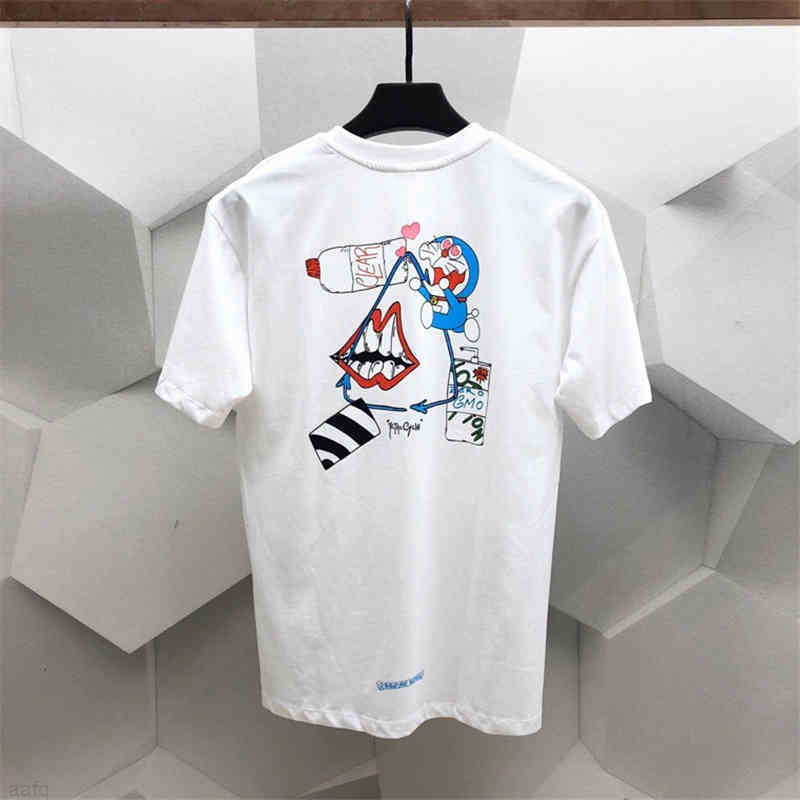 

Chrome Cartoon Men' Spoof Print and Women' Casual Round Neck Short Sleeve T-shirt Fashion, White