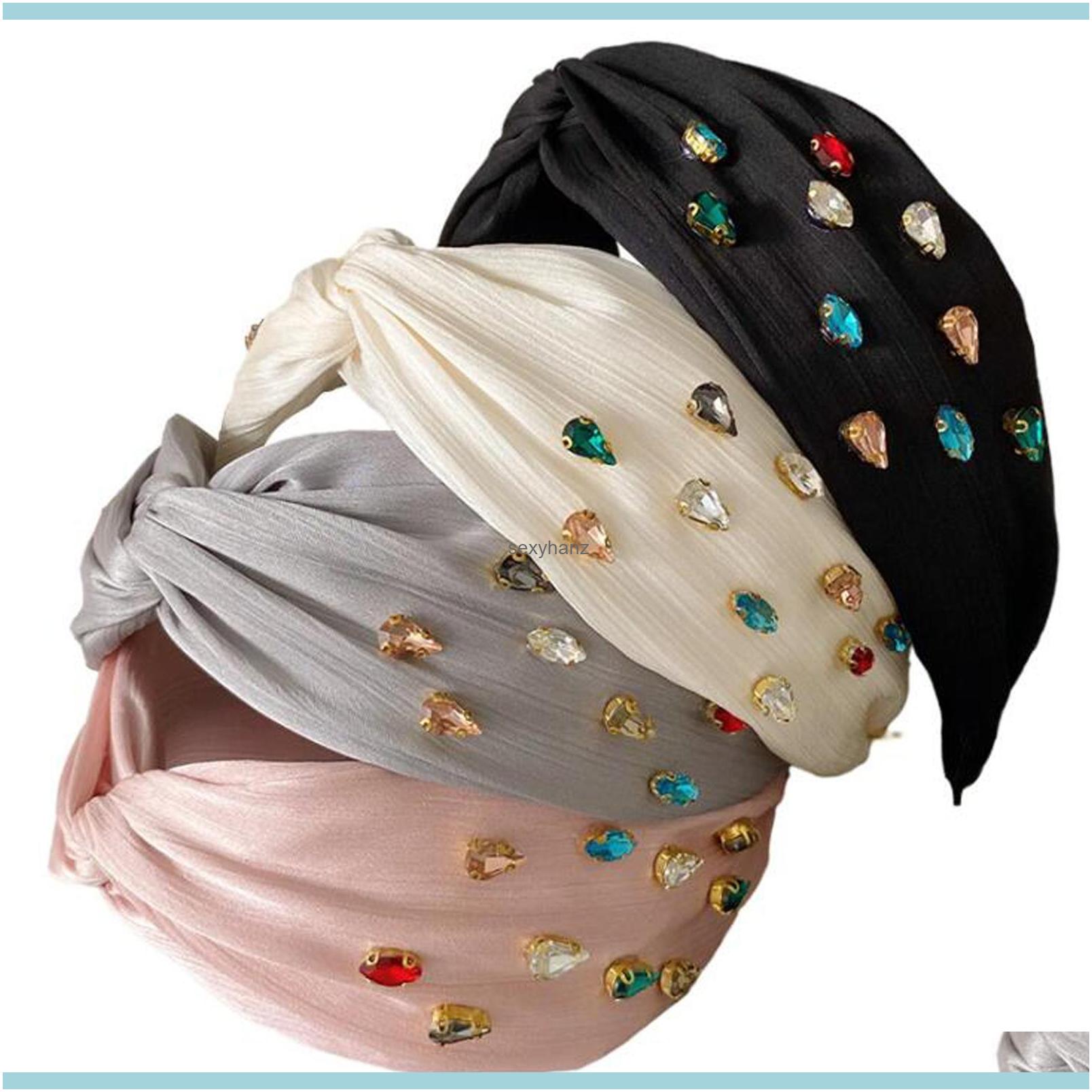 

Headbands Jewelry Fashion Women Headband Shining Rhinestone Hairband Corss Knot Headwear Adt Hair Aessories Wholesale Drop Delivery 2021 Dei