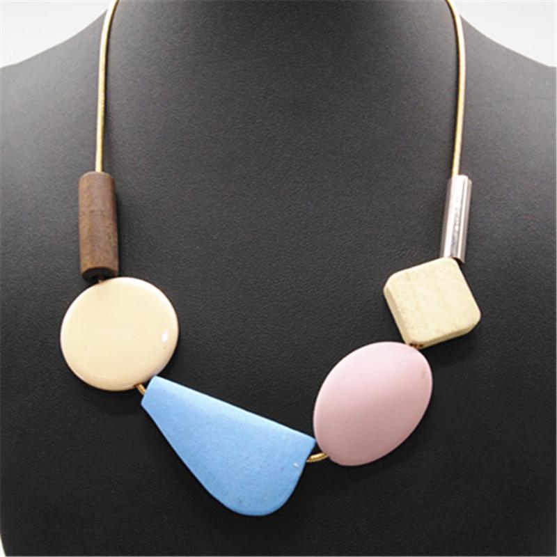 Chokers Neon Blue Pink Girl Geometric Ethnic Big Ball Fashion Vintage Wood Pendants Choker Necklace Women Sweater Chain Jewelry Wedding-image-697810550
