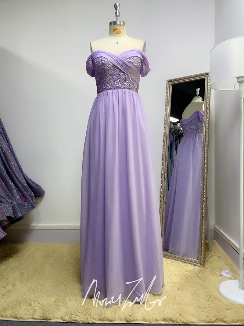 

Bridesmaid Dress Pastel Lilac Chiffon Lace Long 2021 Strapless Different Nice Luckgirls Mocini Tailor-Broken Code On Sale