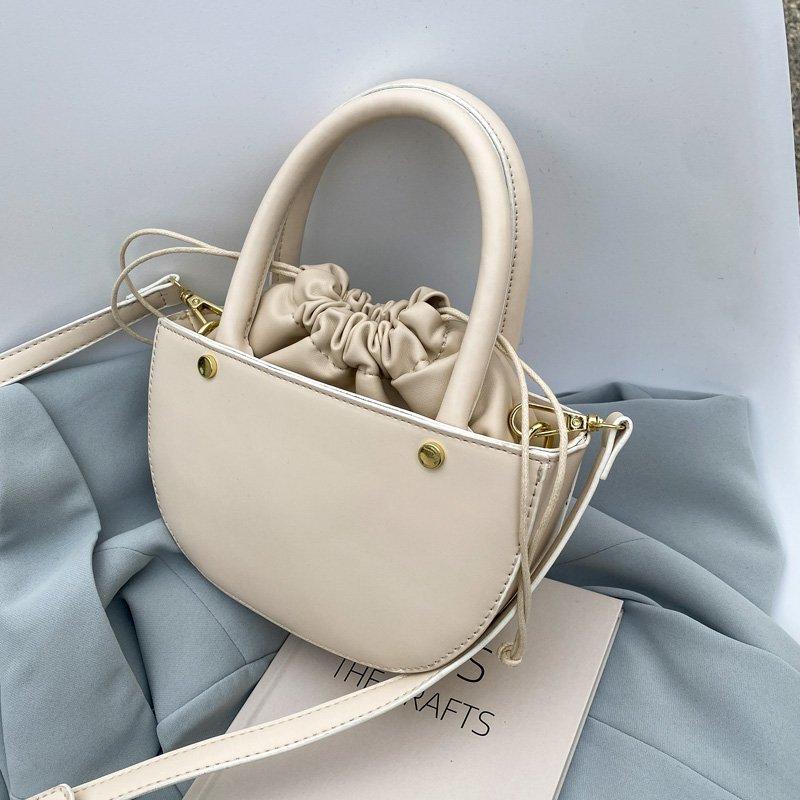

Evening Bags Semicircle Design Small Pu Leather Crossbody For Women 2021 Trendy Women's Shoulder Bag With Drawstring Handbags And Purses