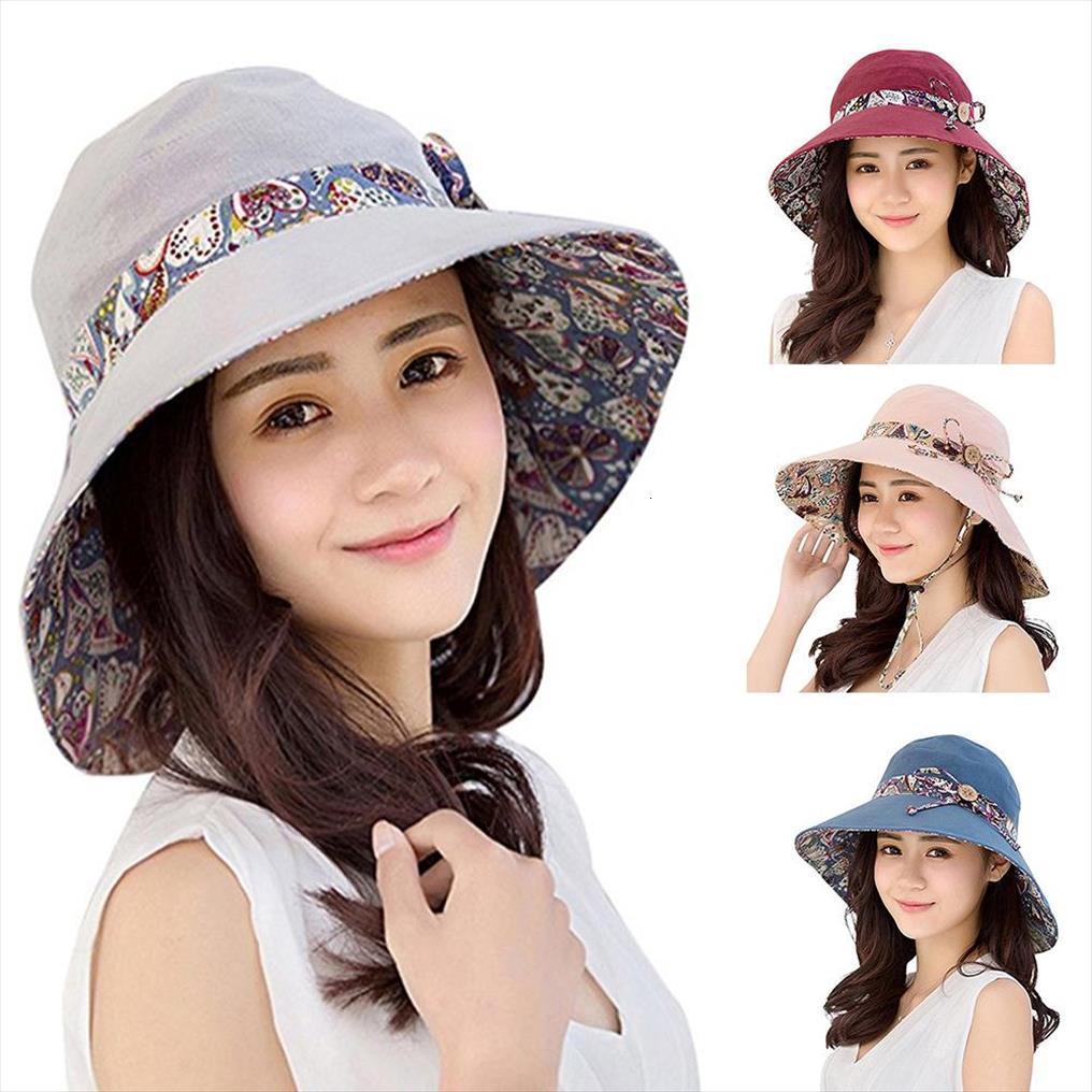 

women summer beach travel bowknot wide brim sun hat reversible foldable cap female uv protect casual, Blue;gray
