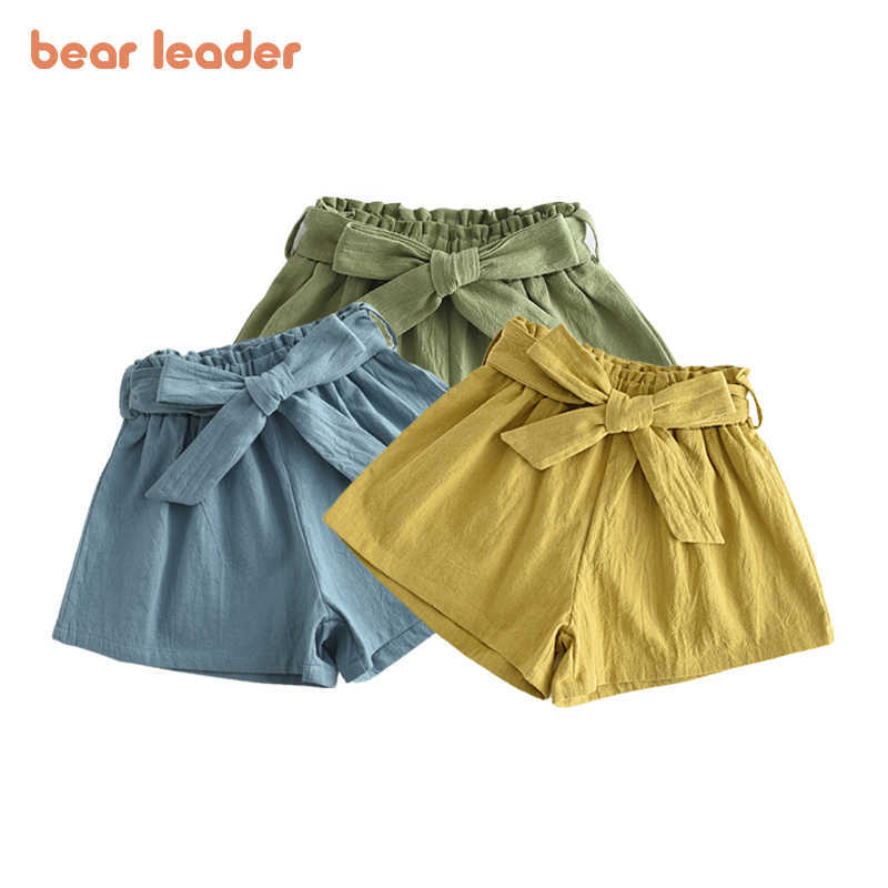 

Bear Leader Girls Summer Solid Shorts Fashion Baby Girl Bowtie Sashes Pants Children Casual Loose Clothing 3Pcs 3-7Y 210708, Az2554