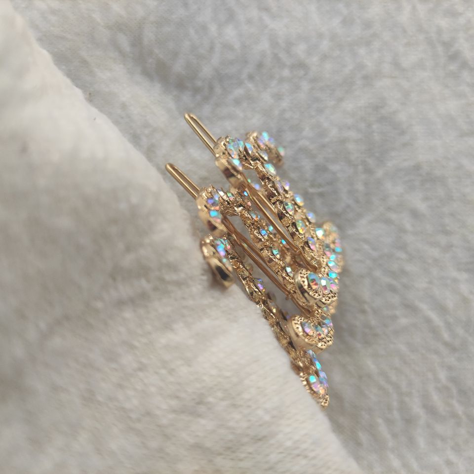 

metal fashion hair accessories hairclips peacock color shining hairpin classic stone With paper card, Pink