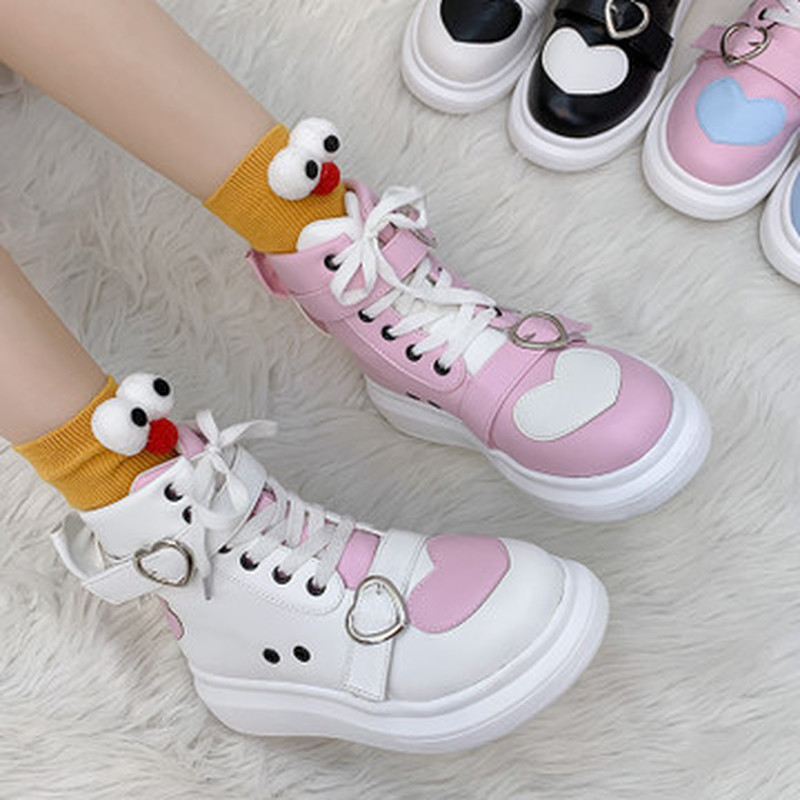 

Walking shoes Houzhou Pink Women Platform Lolita Shoes Kawaii Top Leather Nice Sport Japanese College Style Student Sweet Love Running 210827, Panda