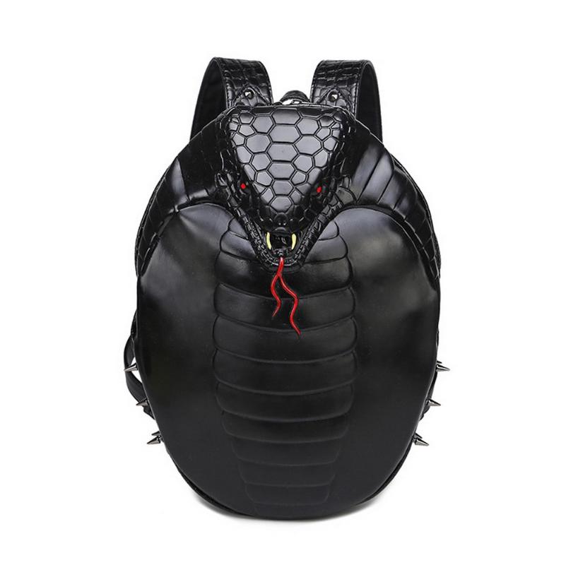 

Backpack 2021 Punk Style Waterproof Women Youth Pu Leather Rivet Knapsack Teenager Casual Snake Travel Bags Bagpack, Black