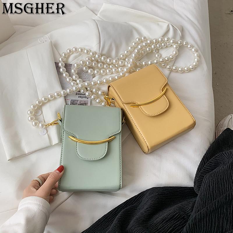 

Cross Body Pearl Chain Bag Single Shoulder Cross-slung Mobile Phone Summer Female 2021 Fashion Mini Casual Thrifty Texture, Black