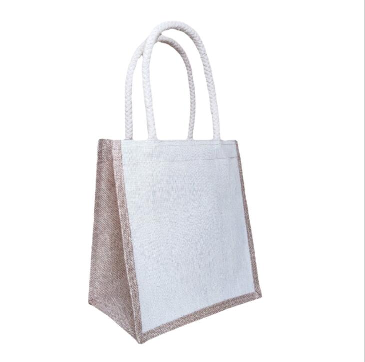 

3pcs Stuff Sacks Sublimation DIY White Blank Vertical Section Jute Large Capacity Handbag, Khaki