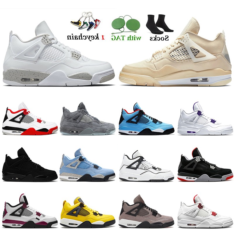

Shoes Basketball Jumpman Trainers Women Men 4 Retro 4s White Oreo Off Sail University Blue Travis Scotts Fire Red Infrared Bred Black, D28 royalty 40-47