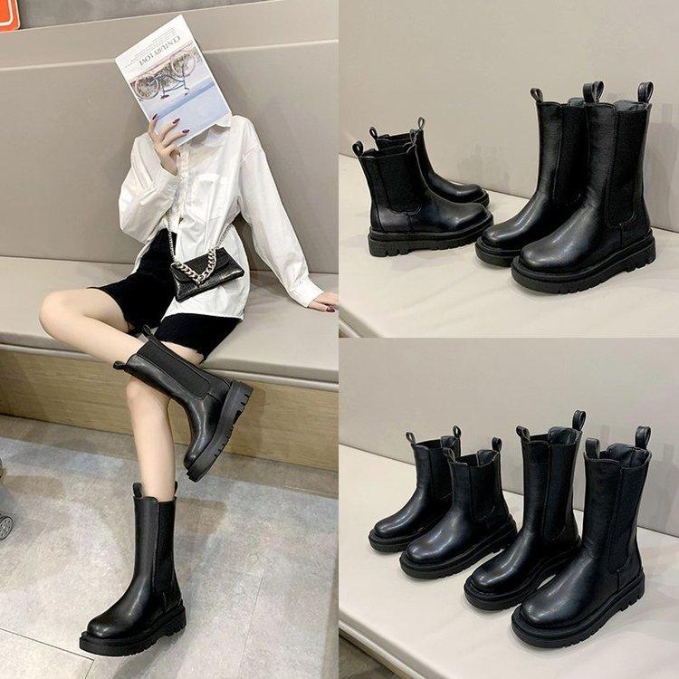

Boots Heavy Bottomed Handsome Versatile Short Women's British Style Flat 2021, Black
