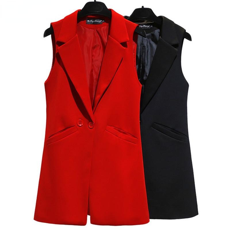 

Women' Vests Vest For Women Sleeveless Jacket Coat Long Blazer Formal Work Ladies Office Vintage Slim Suit Waistcoat Female Plus Size, Black 02