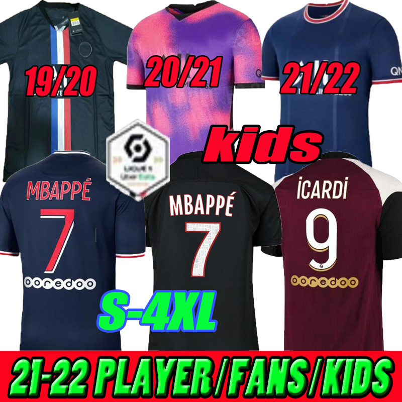

Paris soccer jerseys Retro 2019 2020 2021 2022 maillots de foot MBAPPE ICARDI 19 20 21 22 SARABIA Classic Vintage football shirt CAVANI mens home away third S-4XL, Kids