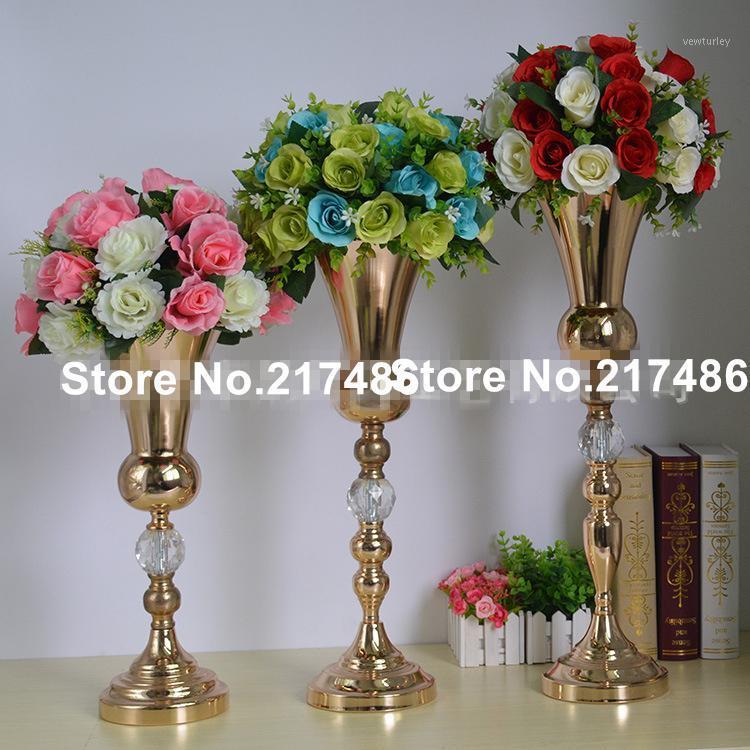 

Party Decoration Style Bling Crystal Cylinder Columns Wedding Table Decorations With Gold Mental