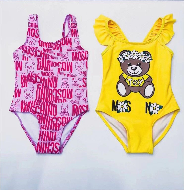 

Summer Girls Cartoon Bear One-Pieces Bikini Swimsuit Letters Printed Kids Toddlers Bathing Suits Baby Girl Child Beach Swimwear Children Swimming Wear, Black