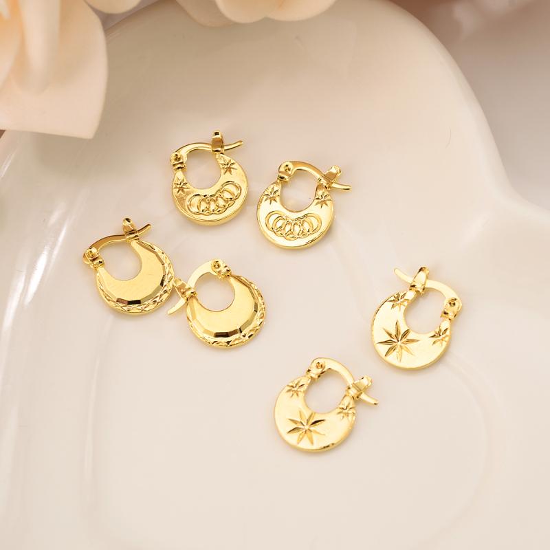 

Hoop & Huggie Gold Mini Kid Baby Little Girls Jewelry Security Safety Princess Round Huggies Earrings For Women Party Gifts