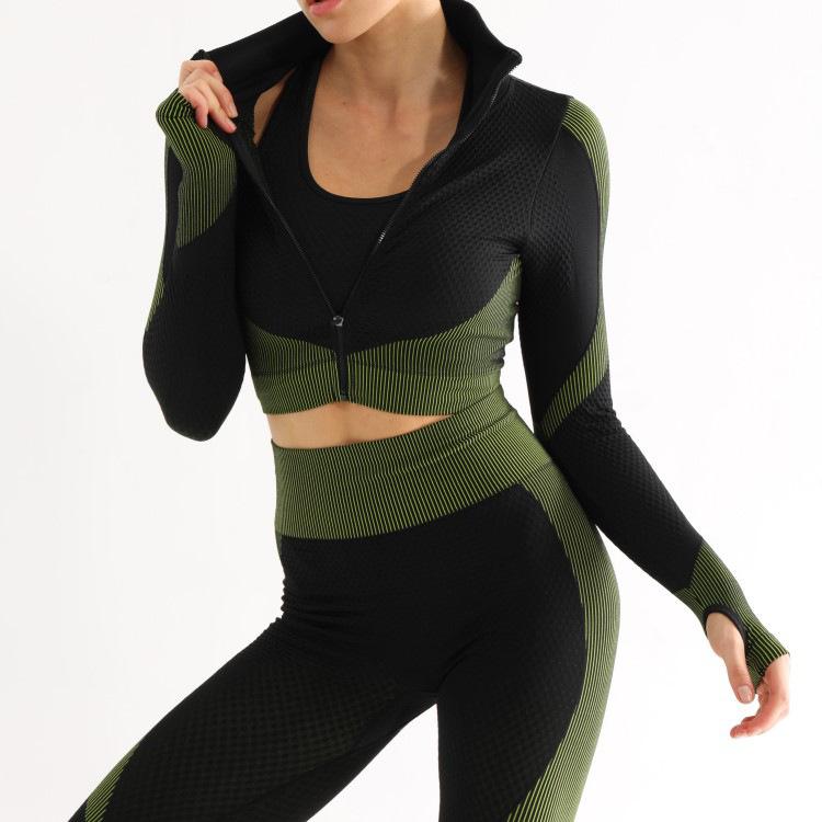 

Gym Clothing Fitness Suits Yoga Women Outfits 3pcs Sets, Black