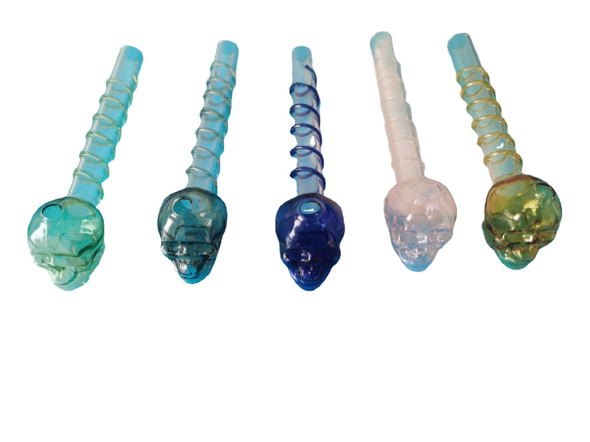 

Colorful Glass Skull Smoking Pipe Straight Thick Pyrex Oil Burner Pipes Screw Colorful Hand Spoon Pipe For Tobacco Dry Herb Burning