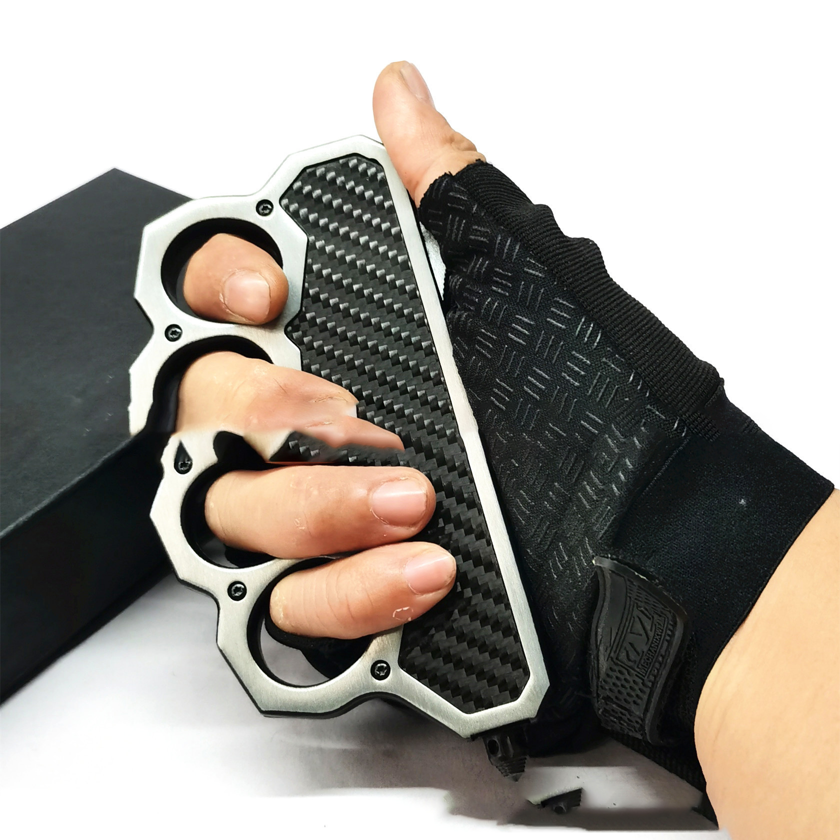 

Finger tiger multifunctional folding knife four fingers window breaker outdoor pocket EDC safety self-defense tool