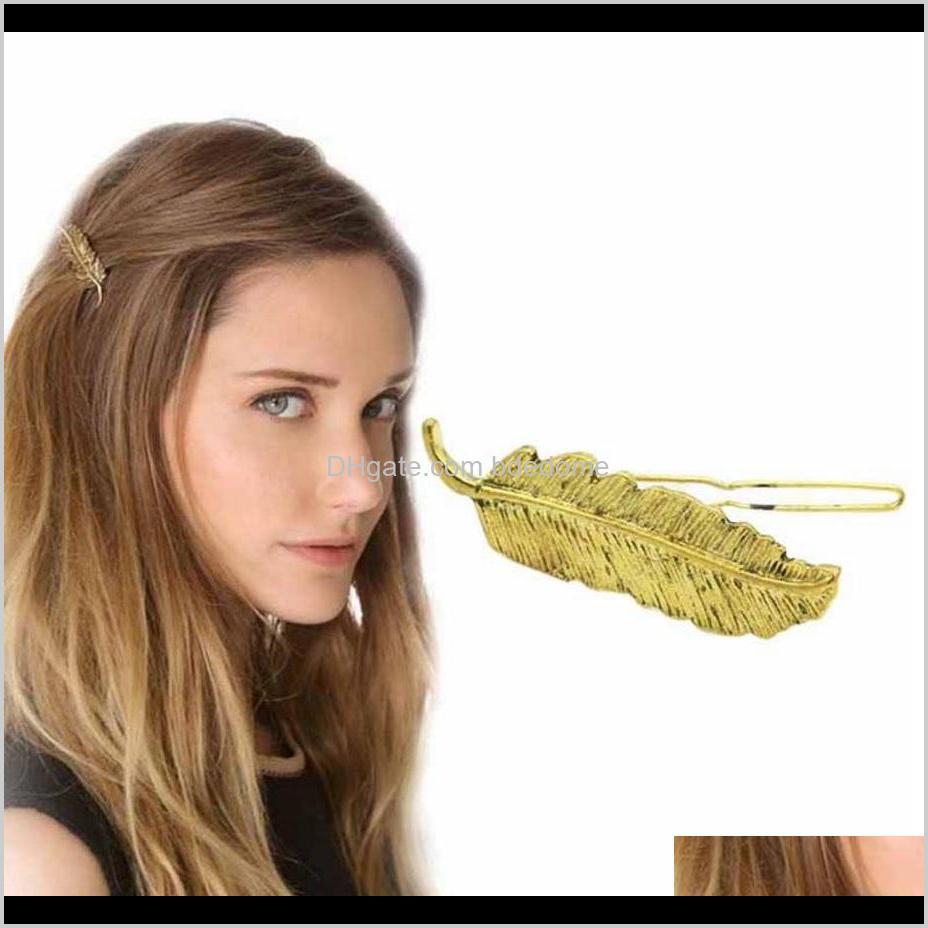 

Clips & Barrettes Jewelry Drop Delivery 2021 Fashion Design Tree Leaf Hairpin With Clear Line Gold Or Sier Plated For Women Hair Clip Huaup
