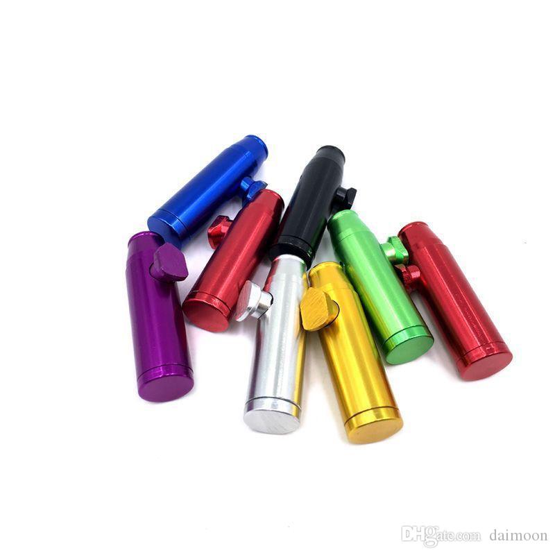

2.12 Inches Matt Finish Contain 3g Snuff Bullet Pipe Aluminum Metal Snorter Smoking Pipes Portable Colorful Gift with ind Snuffes Bullets