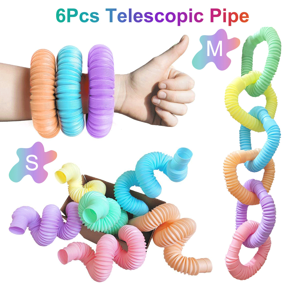 

Fidget Plastic Popit Toy Tube Coil Magical Toys Circle Funny Toys Early Development Educational Folding Magical Fidget Toy