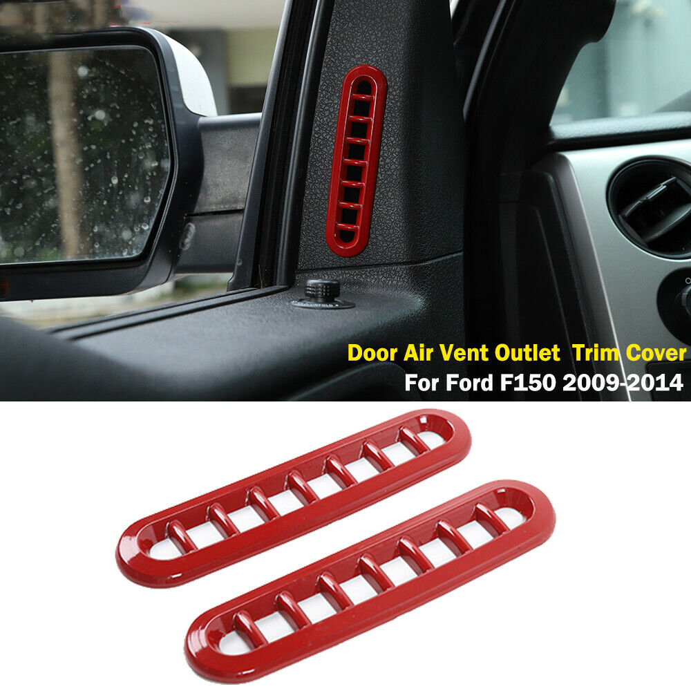 

2Pcs Door Air Vent Ring Trim Decor Cover For Ford F150 Raptor 2009-2014 Red