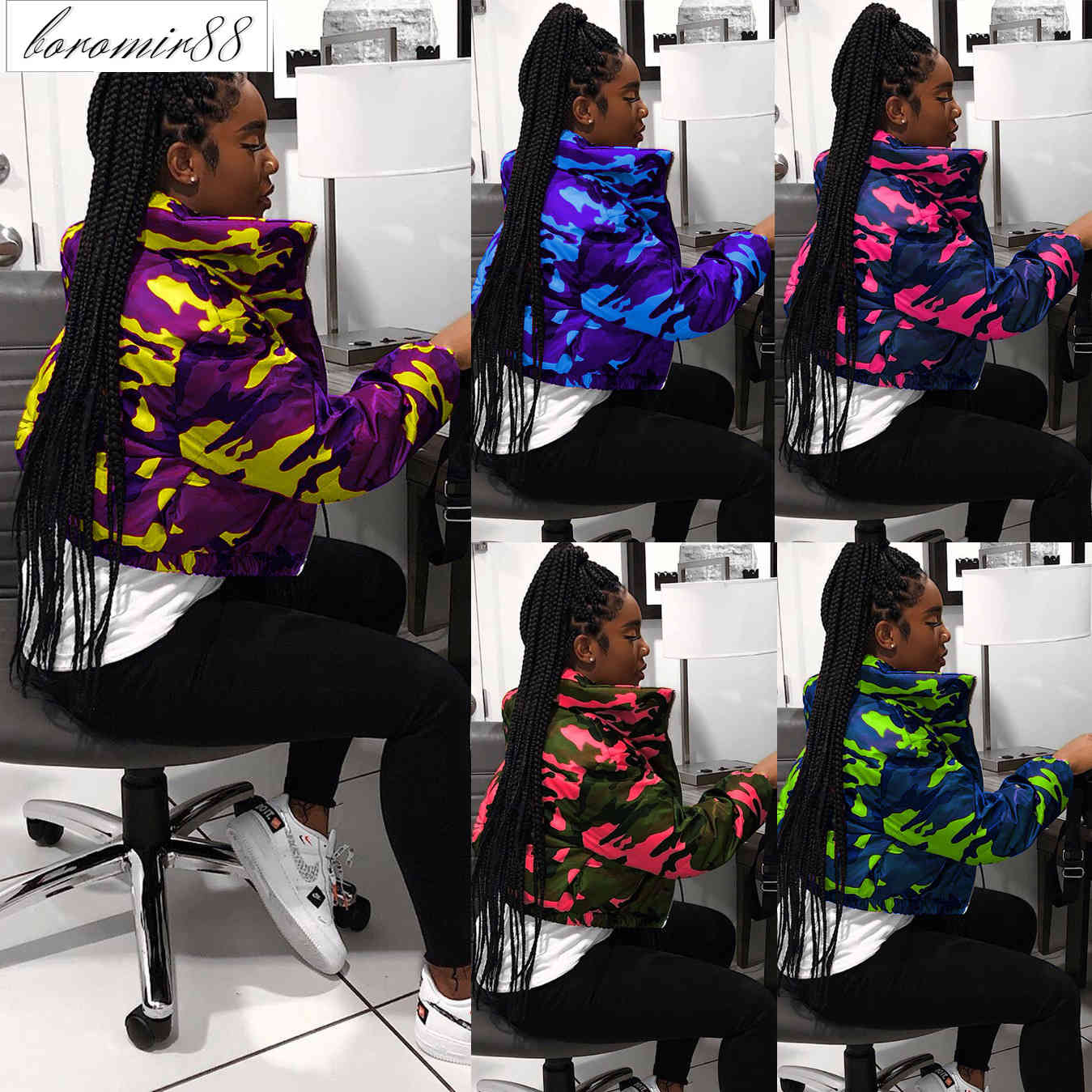 

Aj4551 platform women's fashion autumn and winter cotton jacket camouflage 5 colors