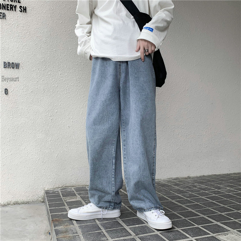 

men's jeans jeans, smooth cordon, man's baggy retro punk style. l52k, Blue