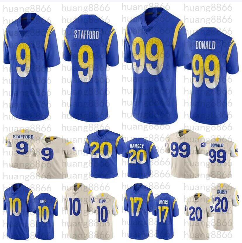 

Men women youth 9 Matthew Stafford 99 Aaron Donald 10 Cooper Kupp 17 Robert Woods 20 Jalen Ramsey Football jerseys, As
