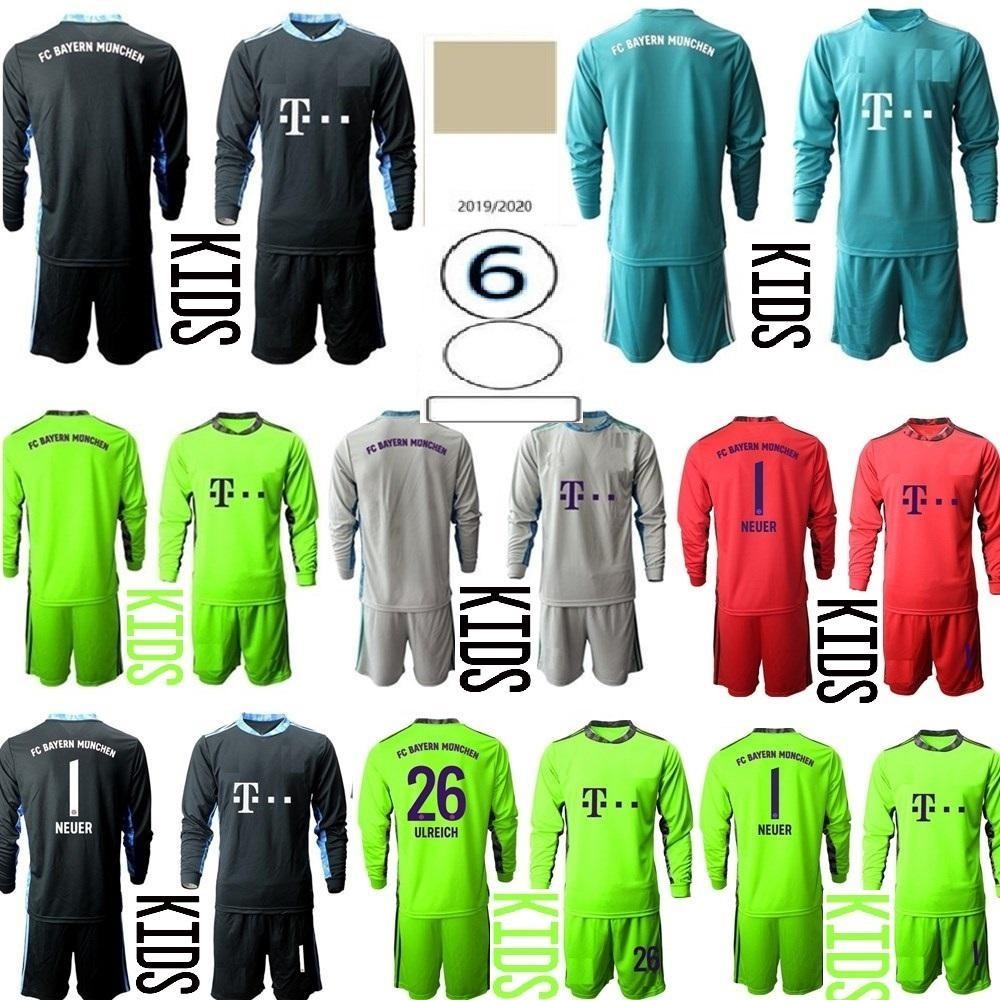 

2021 kids kit Long Sleeve Soccer Jerseys youth boys children 1 NEUER 26 ULREICH Goalkeeper  21 Football Shirt, As shown in illustration