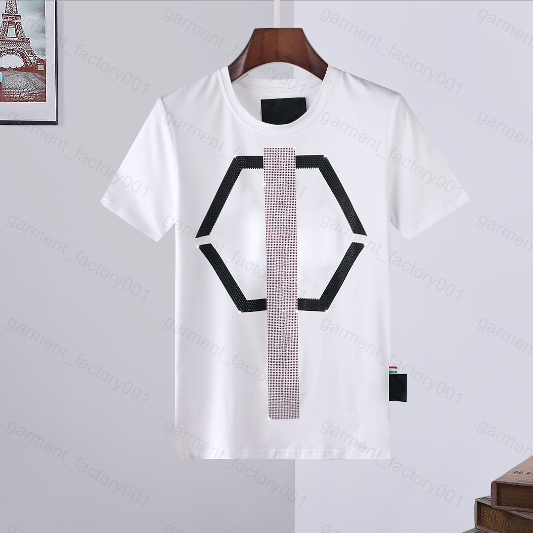 

Phillip Plain Men designer PP Skull Diamond t shirt Short sleeve Dollar Brown bear Brand tee O-Neck high Quality Skulls TShirt tees tops 01, White