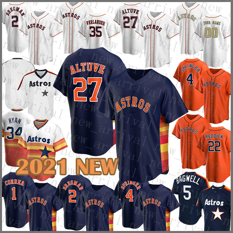 

Houston Custom Astros 27 Jose Altuve Baseball Jersey 2 Alex Bregman 4 George Springer 35 Justin Verlander 1 Carlos Correa 5 Jeff Bagwell, Blue;black
