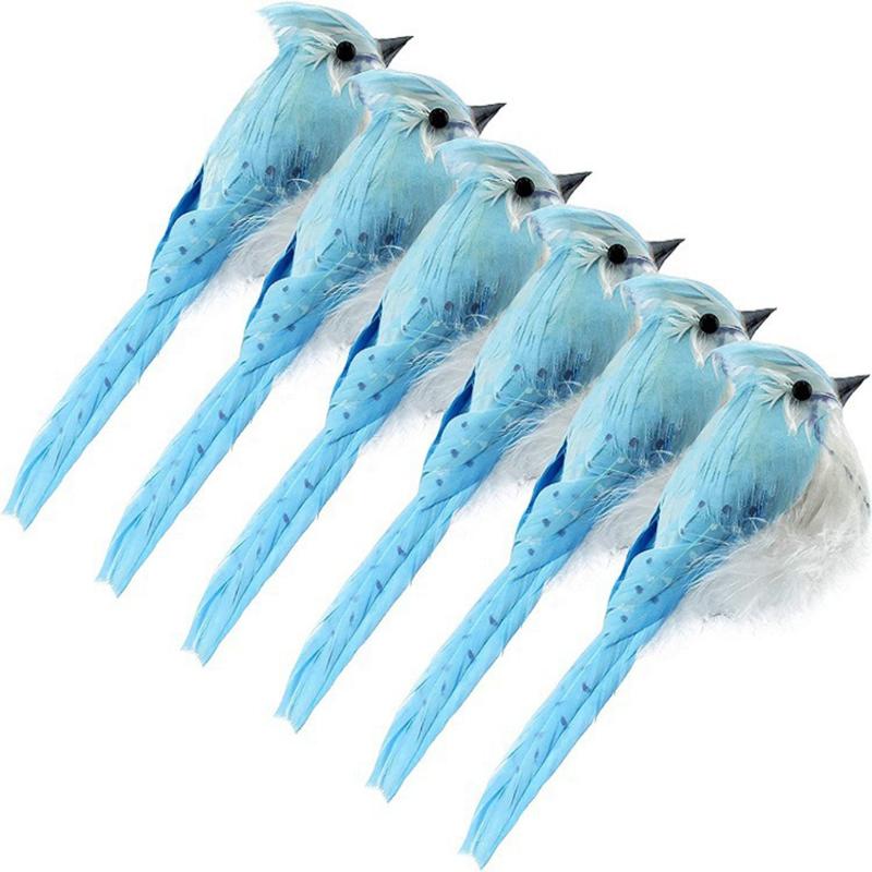 

Christmas Decorations Artificial Clip-On Blue White Feathered Birds Ornaments Tree Theme Simulation Bird