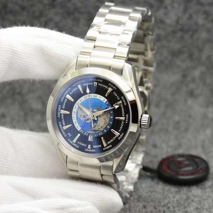 

Black Dial AQUA TERRA 150M Worldtimer Limited Watch 41mm Automatic Movement Ocean Stainless Steel Sports Sea Around the World Mens Watches