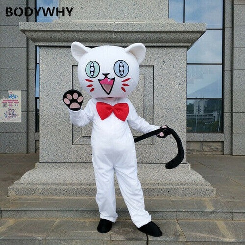 Mascot Costumes White Cat Mascot Costume Cat Mascot Fancy Carnival Party Fursuit Cartoon Dress Outfits Carnival Halloween Xmas Easter Ad Clo-image-748265946
