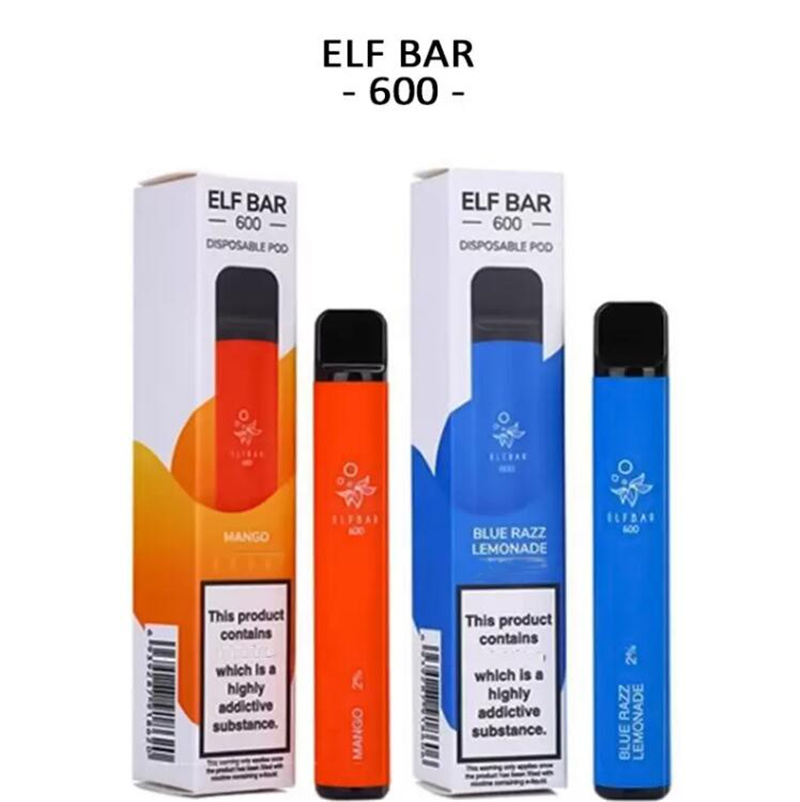

New sell Electronic Cigarettes Device Pod prefilled Elf Bar 600 Pufffs 2% Disposable E-cigarettes Vape Pen