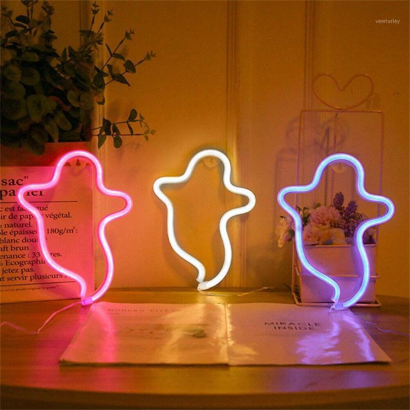 

Party Decoration Halloween Props LED Scary Ghost Spooks Neon Signs Haunted Light