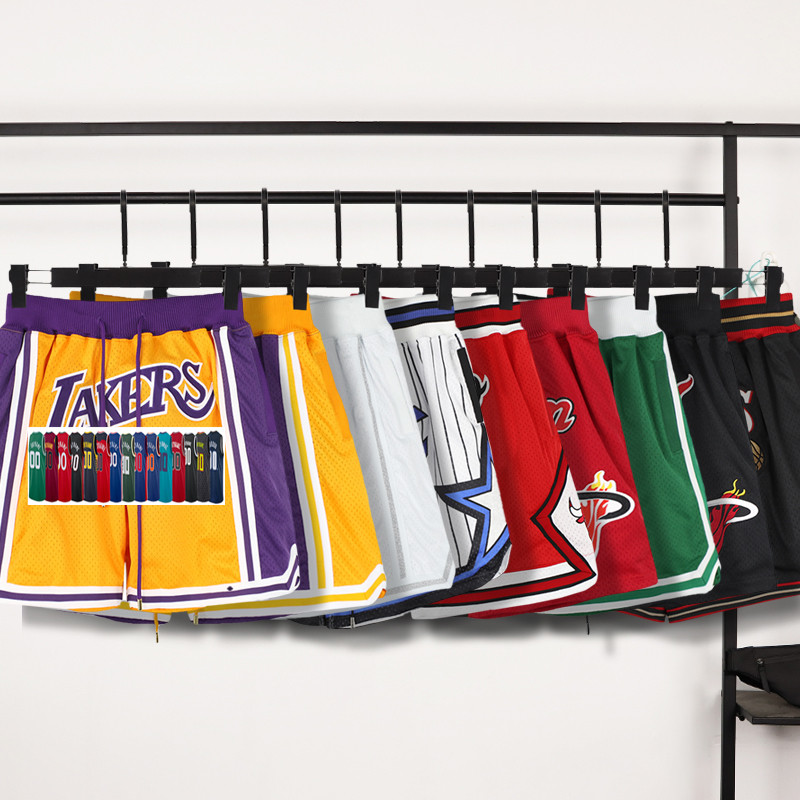 

2021 All Teams Just Don Basketball Short Hip Pop Summer Breathable Running Sports Baseball Pants Mens Outdoor Sweatpants Stitched With Pocket Zipper Big Size XXXL, As